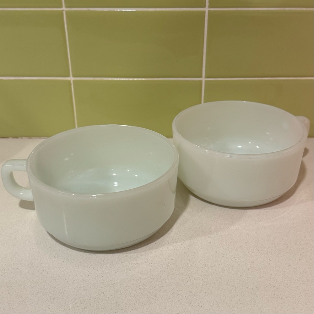 Vintage Anchor Hocking Milk Glass Soup Bowls (set of 2)
